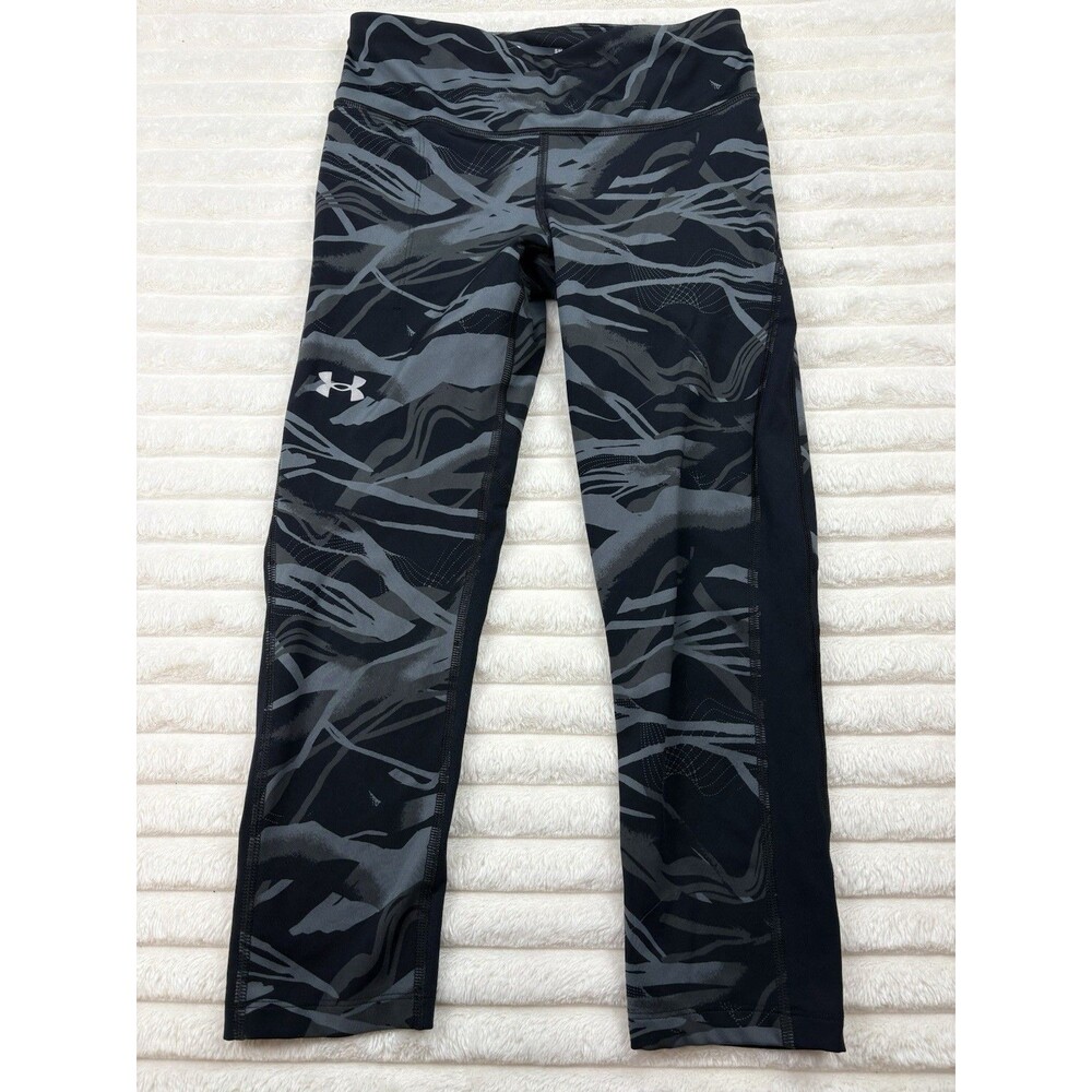 Under Armour HeatGear Compression Ankle Legging Black Gray Abstract Camo Women S